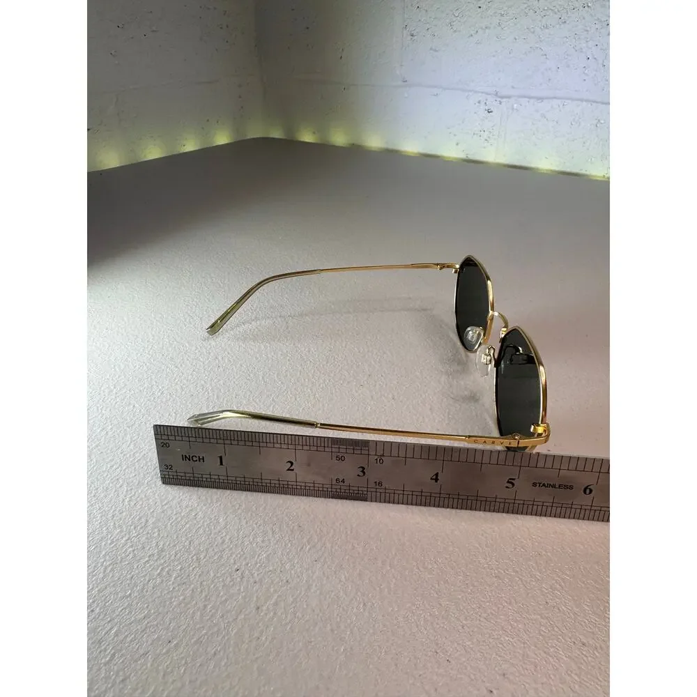 carve harper polarized sunglasses gold metal oval frame dark lenses cat 3